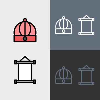 Geleneksel Çin şapkası ve tomarı - temiz ve modern Çin veya Çin Yeni Yıl ikonu.