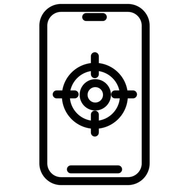 Akıllı telefondan hedef grup - temiz ve modern ekommerce ve çevrimiçi pazarlama simgesi