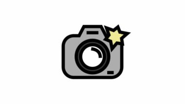 Flaşlı kamera - temiz ve modern fotoğrafçılık ve video resim simgesi.