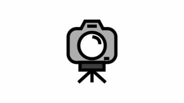 Bir tripodun üzerindeki kamera - temiz ve modern fotoğrafçılık ve video ikonu.
