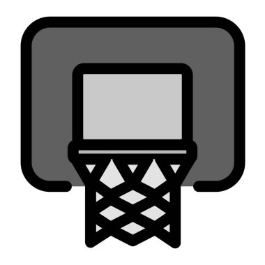 Bu simge, sporu ve eğlence faaliyetlerini sembolize eden ağlı bir basketbol potasını tasvir ediyor.