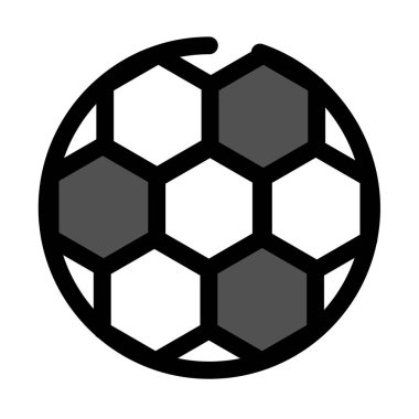 Modern ve basit bir futbol topu ikonu, koyu siyah bir hatla çevrelenmiş alternatif beyaz ve gri altıgenlerin klasik bir modeline sahiptir..