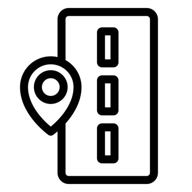 Mobil Navigasyon Simgesi ve navigasyon sistemi gösteren bir yol.