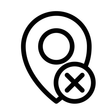 Çapraz işaretli bir konum iğnesi belirli bir konumun kaldırılmasını, bir yerin ayıklanması veya silinmesi için açık bir sembol oluşturulmasını gösterir.