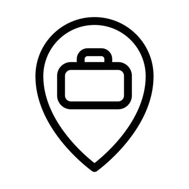 Bu simge, bir evrak çantasıyla sembolize edilen bir iş aramasını simgeleyen bir konum işaretleyicisini temsil ediyor.