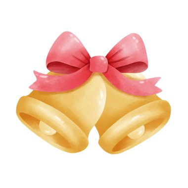 Kırmızı yay ile Noel çanları. Vektör çizim 