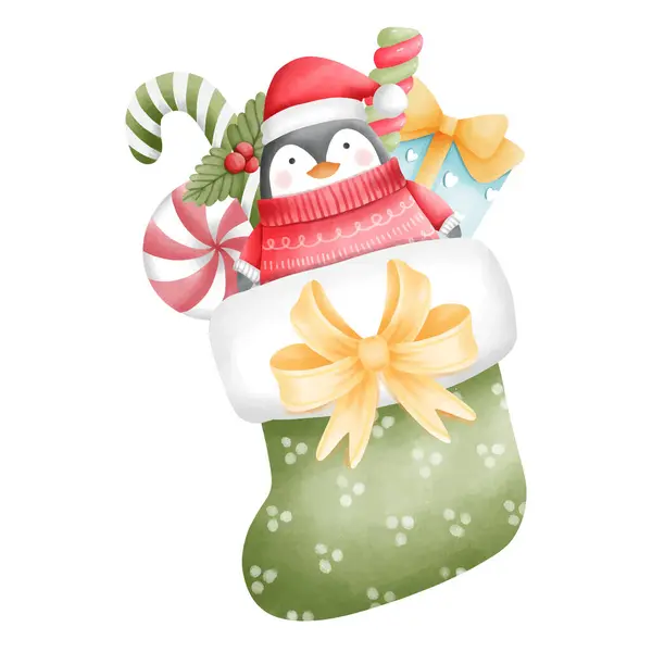Hediyelerle dolu Noel çorapları. Tatil Noel Baba