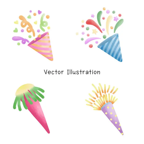 Şirin Yeni Yıl Arifesi Clipart, Suluboya Yeni Yıl Clipart, Mutlu Yıllar Clipart, Kutlama Klibi, Şenlikli, Vektör İllüstrasyonu.