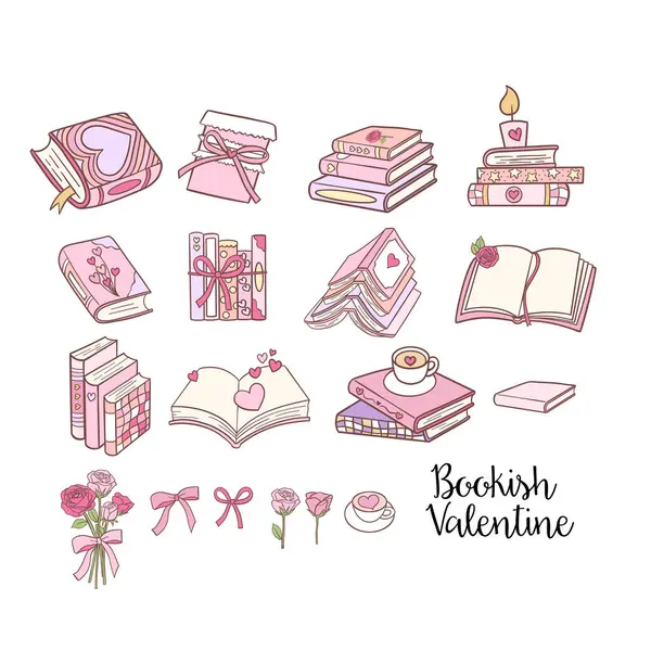 Valentine Kitapçığı Clipart Modaya uygun Kitap Doodle Aşk ve Kitap Tasarımı