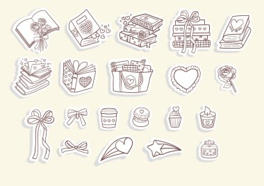 Klasik Kız Kitapçığı, Kitap Aşığı Etiketi. Vektör illüstrasyonu