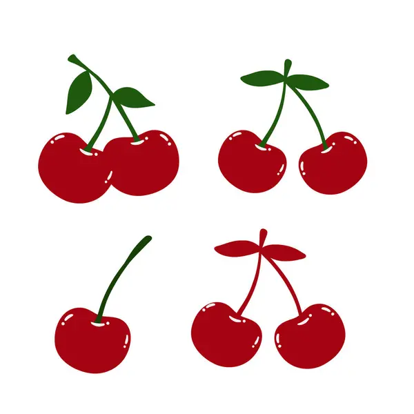 Sevimli Cherry Set. Sevgililer Günü için Şirin Kirazlar, Cherry Clipart
