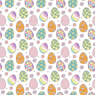 Festive Groovy Paskalya Şablonu Kusursuz Eskimiş Paskalya Yumurtaları.