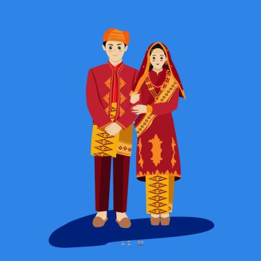 Aceh Sumatera Indonesian Traditional Wedding dress couple clipart