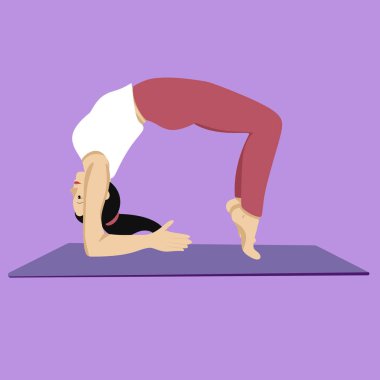 Yoga pozu asana dwi pada viparita dandasana ön kol tekerleği