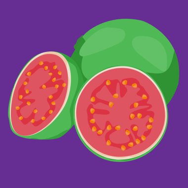 kırmızı guava meyvesi taze düz tasarım meyve egzotik ve taze meyveler