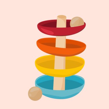 Temel şekil ahşap kısa daire oyuncakları Montessori spiral kulesi top Maya top kulesi gökkuşağı oyuncakları