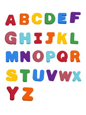 alfabe öğrenme a-z kelime abc okuma alfabe düz tasarım