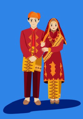 Aceh Geleneksel Düğün Töreni Romantik Non Hijab Gelin tesettürü
