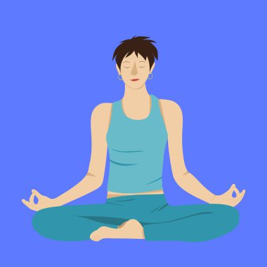Yoga Lotus Padmasana Poz Asyalı Kısa Saçlı Kadın Meditasyonu Açık havada
