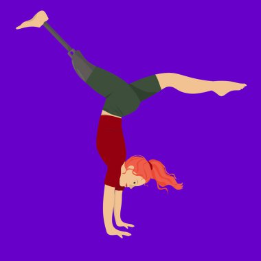 Çeşitlilik Yoga amuda kalkmış Protez bacaklı Kızıl saçlı Kadın Göğüs Germe
