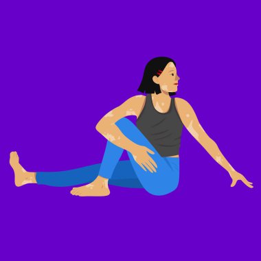 Çeşitlilik Yogası Balıkların Yarı Efendisi Vitiligo derili Kadın Açık havada