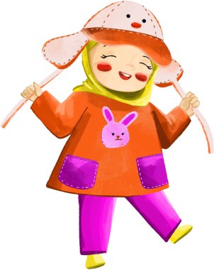 Mutlu Gülümseyen Kız Neşeli İfade Sevimli Çocuk Karakteri 