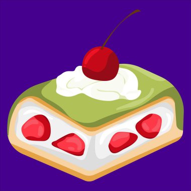 Kibrit ve kiraz renkli geleneksel Cassata Sicilya Pastası Şekerli Meyveler ve Ricotta Kremalı