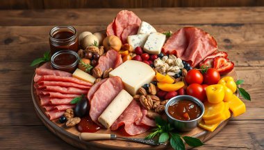 Etli ve Peynirli Zarif Avrupa Tarzı Yemek Tabağı