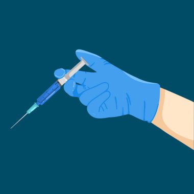 Tıbbi Enjeksiyon Süreci El Sağlık Bakım Konseptinde Şırıngayı Tutuyor