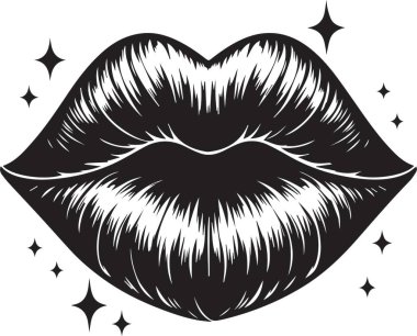 Dudakları siluet vektör çizer. Adobe Illustrator sürüm 8 olarak kaydedildi..