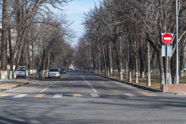 Bişkek, Kırgızistan - 22 Şubat 2025: Erkindik eski şehir bulvarı Bishkek 'in merkezinde.