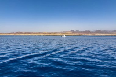 Güney Sina 'daki Ras Mohamed Ulusal Parkı' nın ıssız yamaçlarında bir yat denize açılıyor..