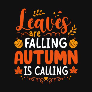 Yapraklar dökülüyor Sonbahar sonbahar tipografi tasarımı, vektör grafik