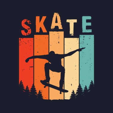 Klasik Paten Tişörtü - Retro Stil Paten Vektör Poster Tasarımı