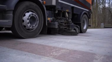 Road Sweeper Belediyesi Asfalt Temizleme Makinesi. Yüksek kalite 4k görüntü