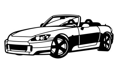 Retro ikonik Japon Sürüklenen Cabriolet araba vektör çizimi. Metal kesimine hazırım.