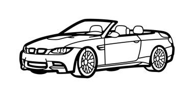 Line art contour outline european german car for metal cutting on white background vector illustration clipart