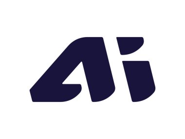 Harf yapay zeka logosu tasarımı. Siyah beyaz tabela. Yapay zeka sembolü vektör illüstrasyonu