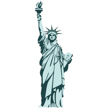 Özgürlük Anıtı tasarımı. New York şehri Özgürlük Heykeli anıtı vektör illüstrasyonu