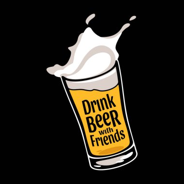 Dalaklı bira bardağı. Arkadaşlarla bira iç yazı metni çizimi