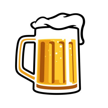 Köpük izole vektör illüstrasyonlu klasik bira bardağı.