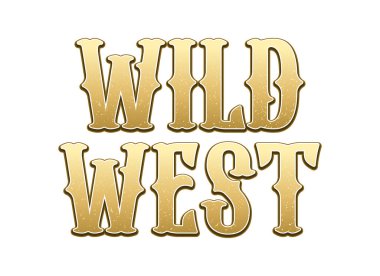 Vahşi Batı harfleri logosu. Altın batı grunge yazı tipi vektör çizimi