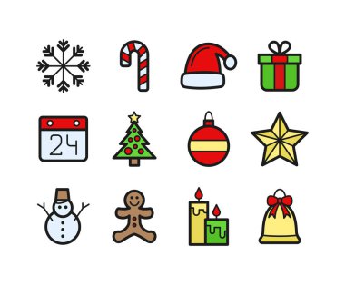 Renkli Noel resimleme seti.