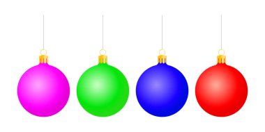 Renkli Noel baloları çizimi.
