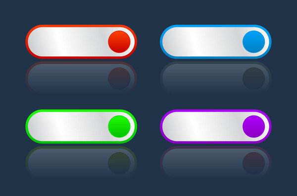 Colorful CTA button set with reflections.