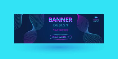 Neon dalgaları pankart tasarımı.