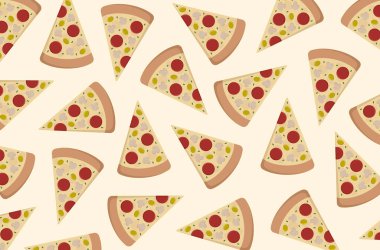 Pizza resimleriyle vektör arkaplanı.