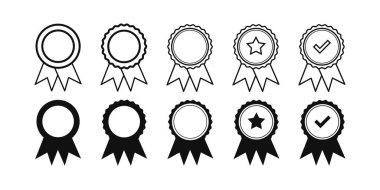 Sertifika siyah simgesi seti.