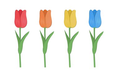 Lale vektör illüstrasyonu ayarlandı.