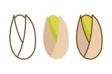 Pistachio vektör illüstrasyon seti.